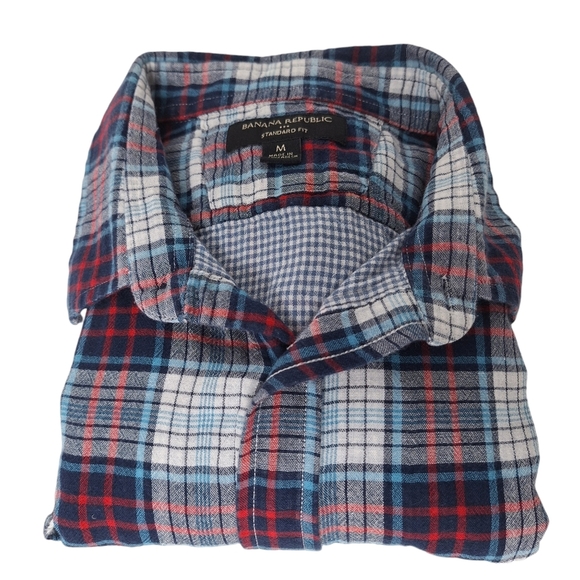 Banana Republic Men Sz M Standard Fit Cotton‎ Plaid Gingham Button Down Shirt - Picture 1 of 13